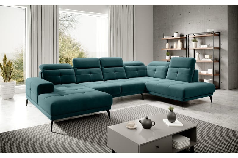 Devender Sofa m. Divan og Sjeselong - Turkis - Møbler - Sofaer - U-sofa