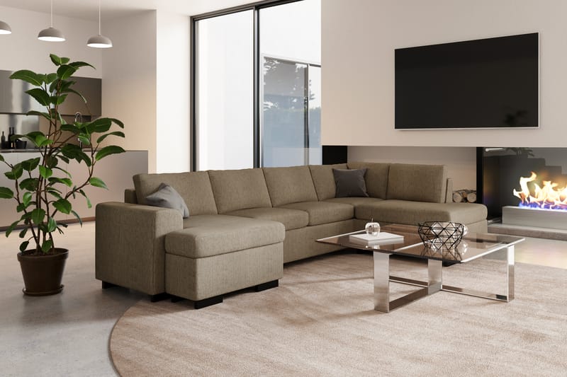 U-sofa Freemont Large med Divan Høyre - Beige - U-sofa