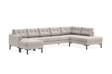 Frillestad 5-seters Høyrevendt U-formet Sofa med Divan og Sjeselong i Stoff - Beige - Møbler - Sofaer - U-sofa