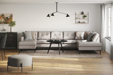 Frillestad 5-seters Høyrevendt U-formet Sofa med Divan og Sjeselong i Stoff - Beige - Møbler - Sofaer - U-sofa