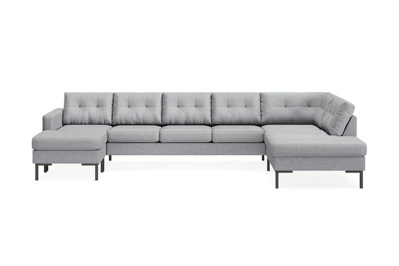Frillestad 5-seters Høyrevendt U-formet Sofa med Divan og Sjeselong i Stoff - Grå - Møbler - Sofaer - U-sofa