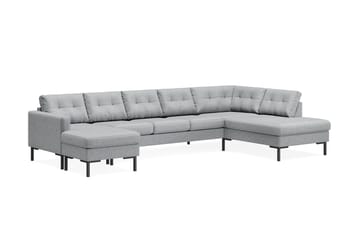 Frillestad 5-seters Høyrevendt U-formet Sofa med Divan og Sjeselong i Stoff - Grå - Møbler - Sofaer - U-sofa