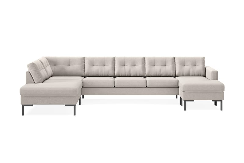 Frillestad 5-seters Venstrevendt U-formet Sofa med Divan og Sjeselong i Stoff - Beige - Møbler - Sofaer - U-sofa