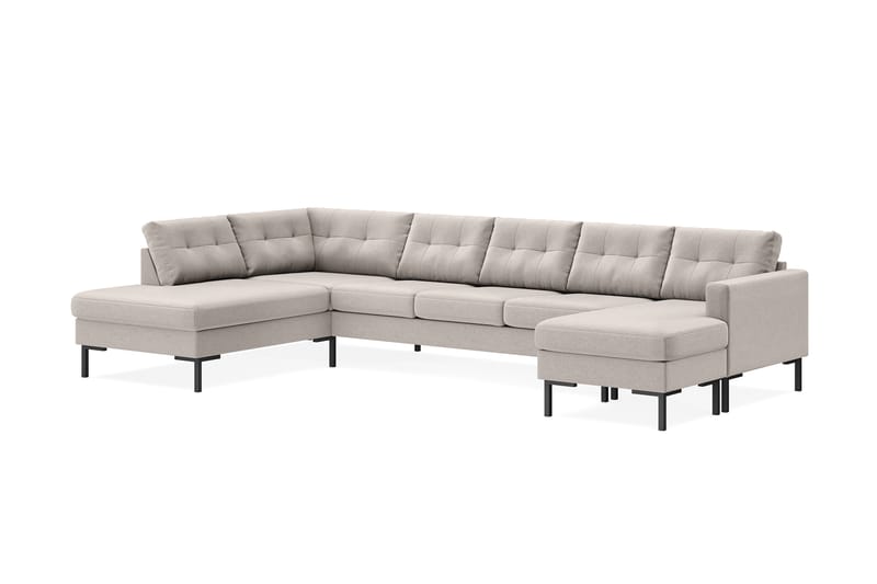 Frillestad 5-seters Venstrevendt U-formet Sofa med Divan og Sjeselong i Stoff - Beige - Møbler - Sofaer - U-sofa