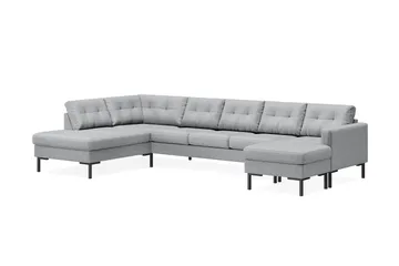 Frillestad 5-seters Venstrevendt U-formet Sofa med Divan og Sjeselong i Stoff - Grå - Møbler - Sofaer - U-sofa