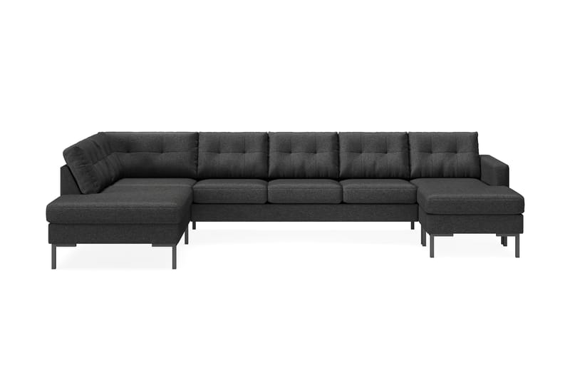 Frillestad 5-seters Venstrevendt U-formet Sofa med Divan og Sjeselong i Stoff - Mørk grå - Møbler - Sofaer - U-sofa