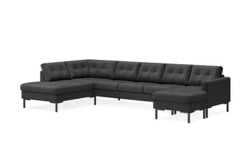 Frillestad 5-seters Venstrevendt U-formet Sofa med Divan og Sjeselong i Stoff - Mørk grå - Møbler - Sofaer - U-sofa