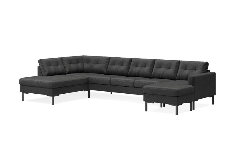 Frillestad 5-seters Venstrevendt U-formet Sofa med Divan og Sjeselong i Stoff - Mørk grå - Møbler - Sofaer - U-sofa