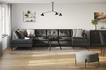 Frillestad 5-seters Venstrevendt U-formet Sofa med Divan og Sjeselong i Stoff - Mørk grå - Møbler - Sofaer - U-sofa