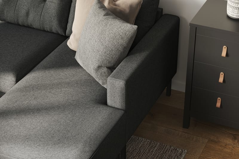 Frillestad 5-seters Venstrevendt U-formet Sofa med Divan og Sjeselong i Stoff - Mørk grå - Møbler - Sofaer - U-sofa
