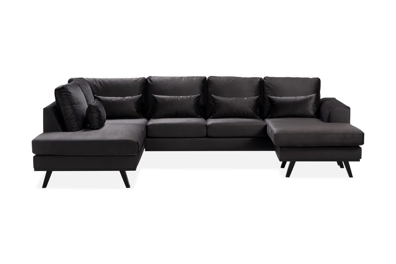 U-Sofa Haga Compact Fløyel - 4 seters sofa med divan - Fløyelssofaer - U-sofa