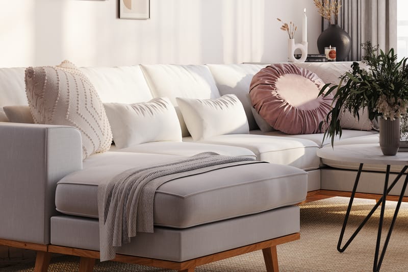 U-Sofa Haga Compact Lin - Beige - 4 seters sofa med divan - U-sofa