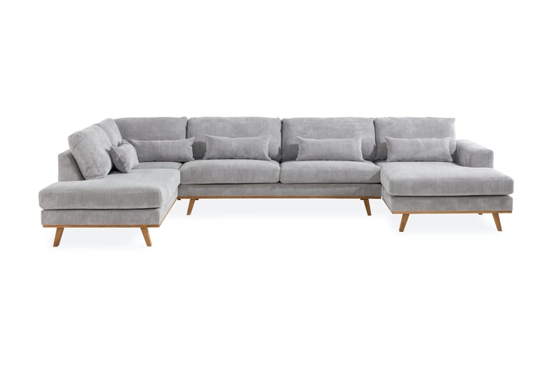 U-Sofa Haga Cordfløyel - Lysegrå - U-sofa