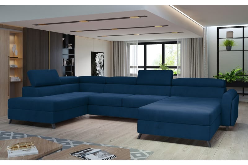 Josette U-sofa med Divan Høyre, Blå