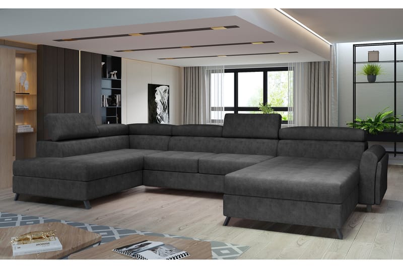 Josette U-sofa med Divan Høyre, Mørkegrå