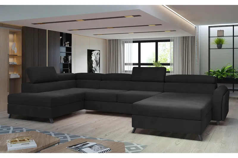 Josette U-sofa med Divan Høyre, Svart