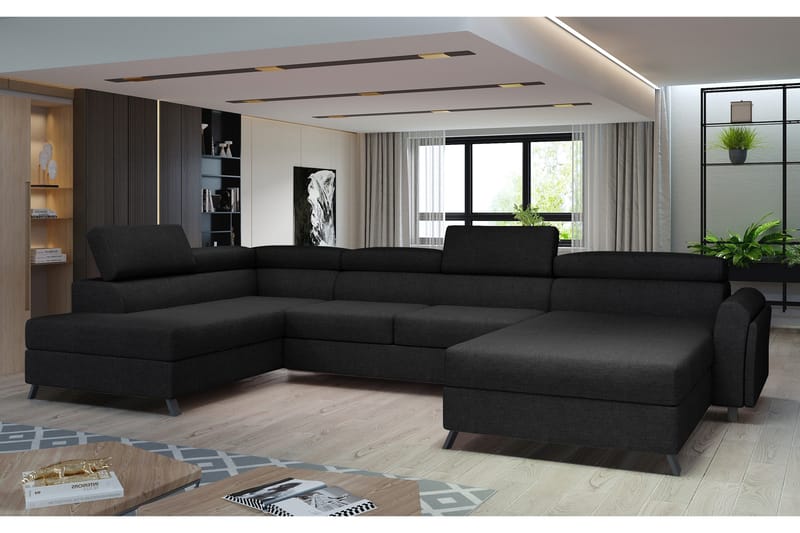 Josette U-sofa med Divan Høyre, Svart