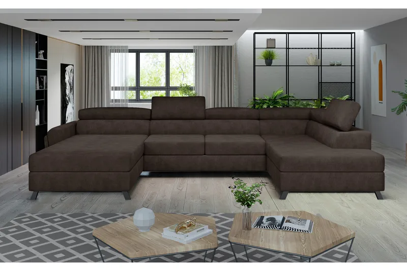 Josette U-sofa med Divan Venstre, Brun