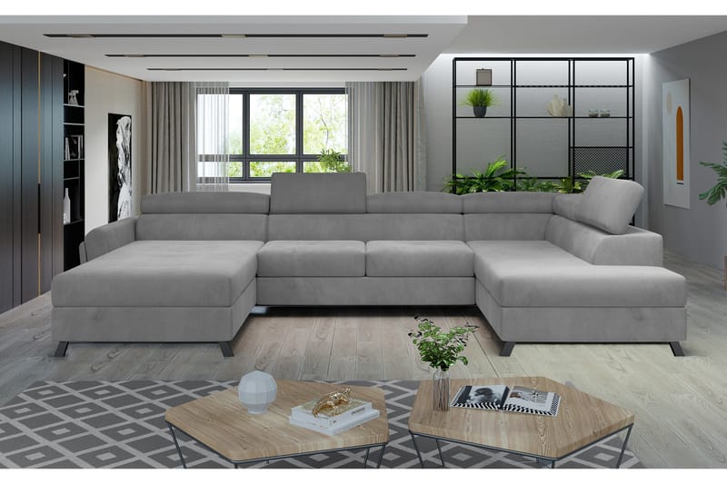 Josette U-sofa med Divan Venstre - Grå - Møbler - Sofaer - U-sofa