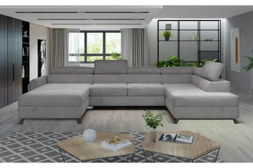 Josette U-sofa med Divan Venstre - Grå - Møbler - Sofaer - U-sofa