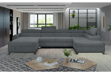 Josette U-sofa med Divan Venstre - Grå - Møbler - Sofaer - U-sofa