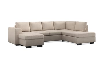Link 4-seters Høyrevendt U-formet Large Sofa med Divan og Sjeselong i Stoff - Beige - Møbler - Sofaer - U-sofa