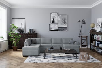 Link 4-seters Høyrevendt U-formet Sofa med Divan og Sjeselong i Stoff - Lys grå - Møbler - Sofaer - U-sofa