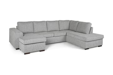 Link 4-seters Høyrevendt U-formet Sofa med Divan og Sjeselong i Stoff - Lys grå - Møbler - Sofaer - U-sofa