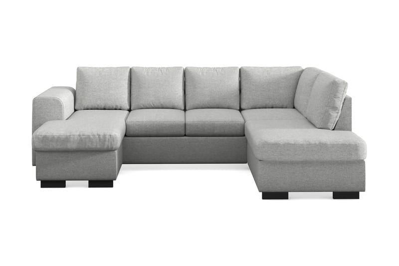 Link 4-seters Høyrevendt U-formet Sofa med Divan og Sjeselong i Stoff - Lys grå - Møbler - Sofaer - U-sofa