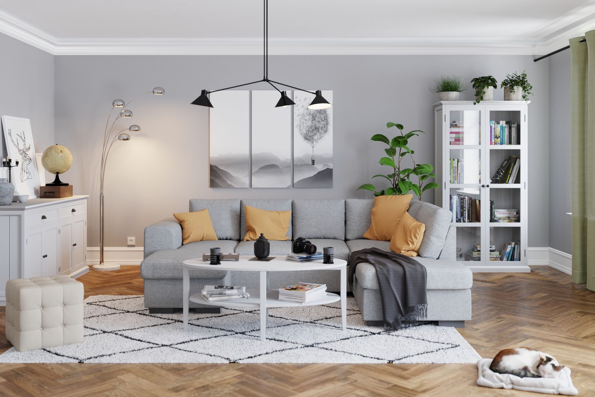 Link 4-seters Høyrevendt U-formet Sofa med Divan og Sjeselong i Stoff - Lys grå - Møbler - Sofaer - U-sofa