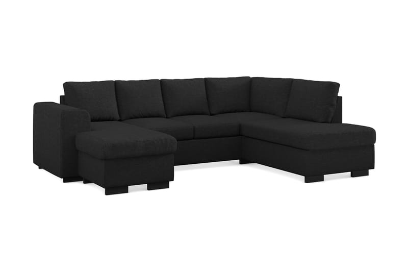Link 4-seters Høyrevendt U-formet Sofa med Divan og Sjeselong i Stoff - Svart - Møbler - Sofaer - U-sofa
