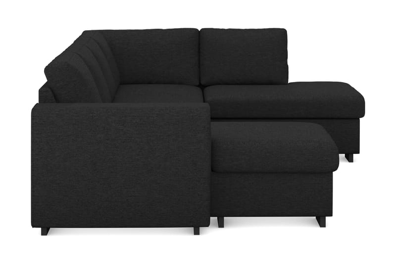 Link 4-seters Høyrevendt U-formet Sofa med Divan og Sjeselong i Stoff - Svart - Møbler - Sofaer - U-sofa