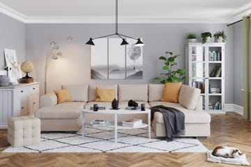 Link 4-seters Høyrevendt U-formet X-Large Sofa med Divan og Sjeselong i Stoff - Beige - Møbler - Sofaer - U-sofa