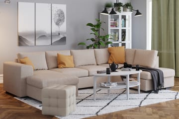Link 4-seters Høyrevendt U-formet X-Large Sofa med Divan og Sjeselong i Stoff - Beige - Møbler - Sofaer - U-sofa