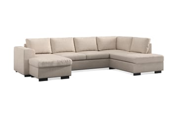 Link 4-seters Høyrevendt U-formet X-Large Sofa med Divan og Sjeselong i Stoff - Beige - Møbler - Sofaer - U-sofa