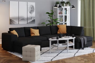 Link 4-seters Høyrevendt U-formet X-Large Sofa med Divan og Sjeselong i Stoff - Svart - Møbler - Sofaer - U-sofa