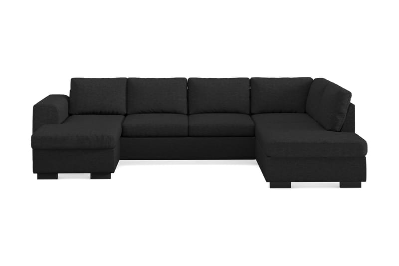 Link 4-seters Høyrevendt U-formet X-Large Sofa med Divan og Sjeselong i Stoff - Svart - Møbler - Sofaer - U-sofa