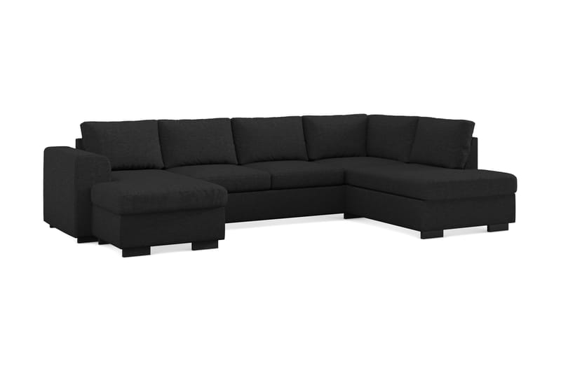 Link 4-seters Høyrevendt U-formet X-Large Sofa med Divan og Sjeselong i Stoff - Svart - Møbler - Sofaer - U-sofa