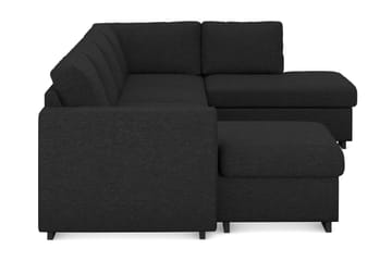 Link 4-seters Høyrevendt U-formet X-Large Sofa med Divan og Sjeselong i Stoff - Svart - Møbler - Sofaer - U-sofa