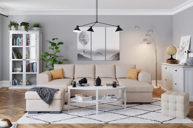 Link 4-seters U-formet Sofa med Dobbeldivan i Stoff - Beige - Møbler - Sofaer - U-sofa