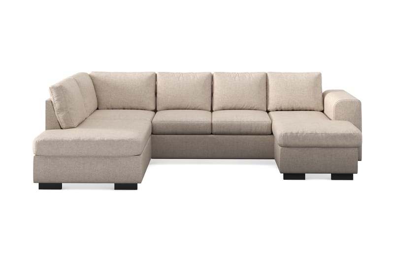 Link 4-seters Venstrevendt U-formet Large Sofa med Divan og Sjeselong i Stoff - Beige - Møbler - Sofaer - U-sofa