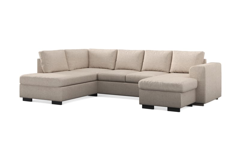 Link 4-seters Venstrevendt U-formet Large Sofa med Divan og Sjeselong i Stoff - Beige - Møbler - Sofaer - U-sofa