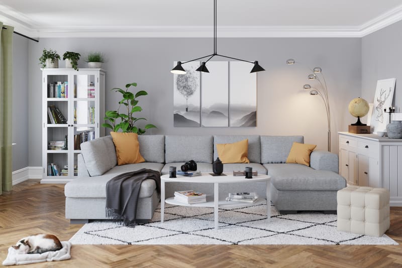 Link 4-seters Venstrevendt U-formet Large Sofa med Divan og Sjeselong i Stoff - Lys grå - Møbler - Sofaer - U-sofa