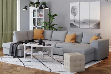 Link 4-seters Venstrevendt U-formet Large Sofa med Divan og Sjeselong i Stoff - Lys grå - Møbler - Sofaer - U-sofa
