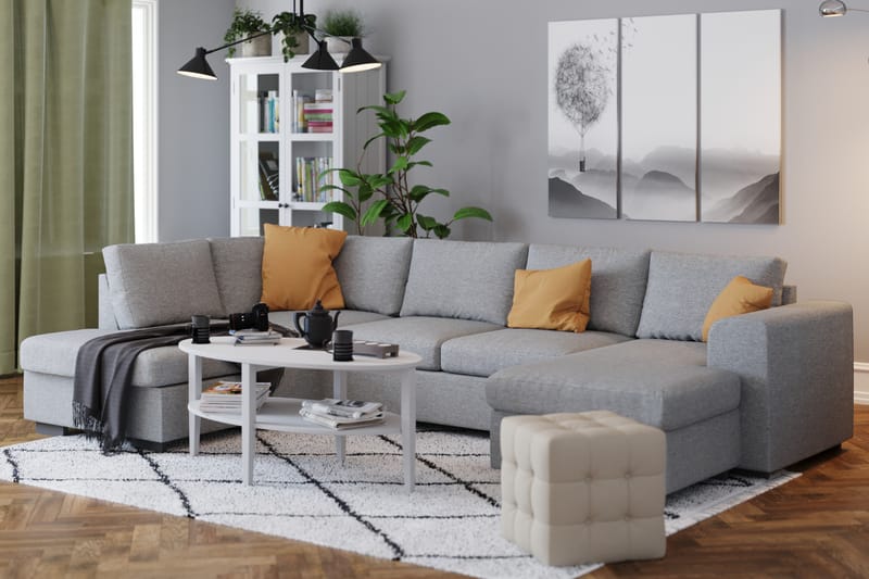 Link 4-seters Venstrevendt U-formet Large Sofa med Divan og Sjeselong i Stoff - Lys grå - Møbler - Sofaer - U-sofa