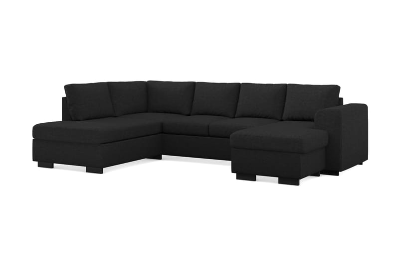 Link 4-seters Venstrevendt U-formet Large Sofa med Divan og Sjeselong i Stoff - Svart - Møbler - Sofaer - U-sofa