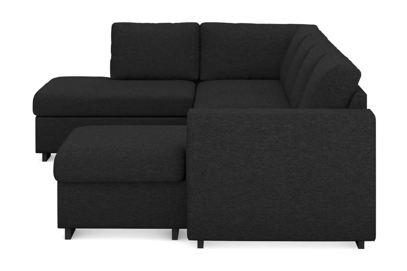 Link 4-seters Venstrevendt U-formet Large Sofa med Divan og Sjeselong i Stoff - Svart - Møbler - Sofaer - U-sofa