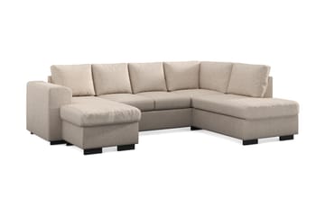 Link 4-seters Venstrevendt U-formet Sofa med Divan og Sjeselong i Stoff - Beige - Møbler - Sofaer - U-sofa