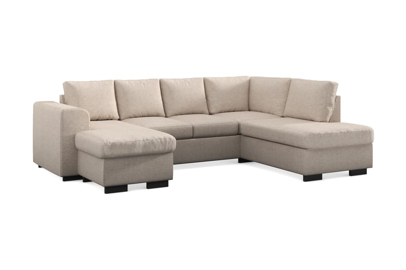 Link 4-seters Venstrevendt U-formet Sofa med Divan og Sjeselong i Stoff - Beige - Møbler - Sofaer - U-sofa