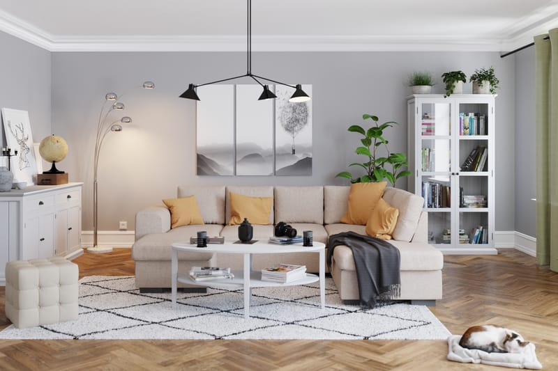 Link 4-seters Venstrevendt U-formet Sofa med Divan og Sjeselong i Stoff - Beige - Møbler - Sofaer - U-sofa
